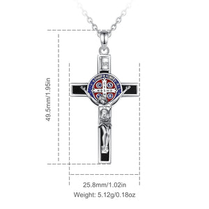 Jesus Kreuz Anhänger | 925 Sterling Silber | Saint Benedict