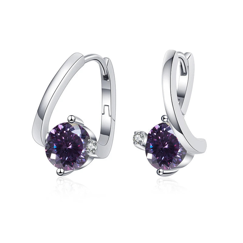 Geometrische Ohrstecker | 925 Sterling Silber | Moissanit 100 Facetten | 1 Karat