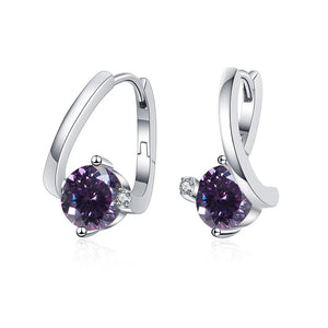 Geometrische Ohrstecker | 925 Sterling Silber | Moissanit 100 Facetten | 1 Karat