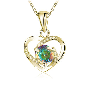 Herz Anhänger mit Moissanit | 925 Sterling Silber | Vergoldet | 1 Karat
