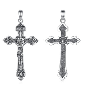 Kruzifix Kreuz Anhänger | 925 Sterling Silber | Heiliges Herz Jesu