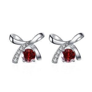 Schleife Ohrstecker | 925 Sterling Silber | Moissanit | 0,5 Karat pro Stein