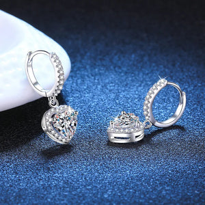 Herz Ohrringe | 925 Sterling Silber | Moissanit Herzschliff | 1 Karat | GRA