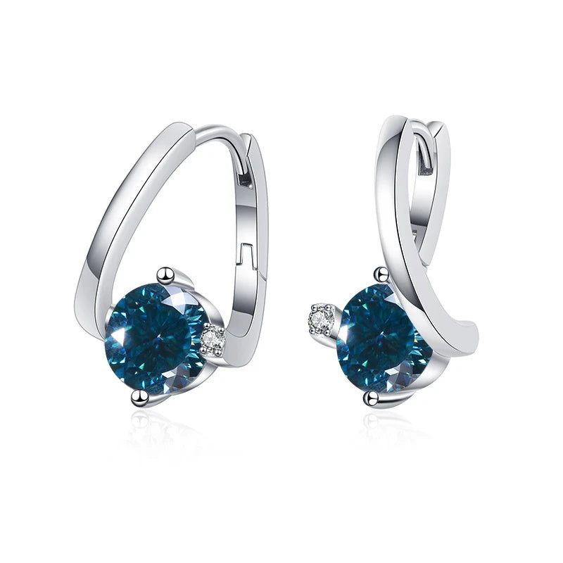 Geometrische Ohrstecker | 925 Sterling Silber | Moissanit 100 Facetten | 1 Karat