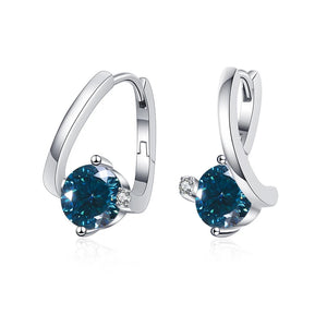 Geometrische Ohrstecker | 925 Sterling Silber | Moissanit 100 Facetten | 1 Karat