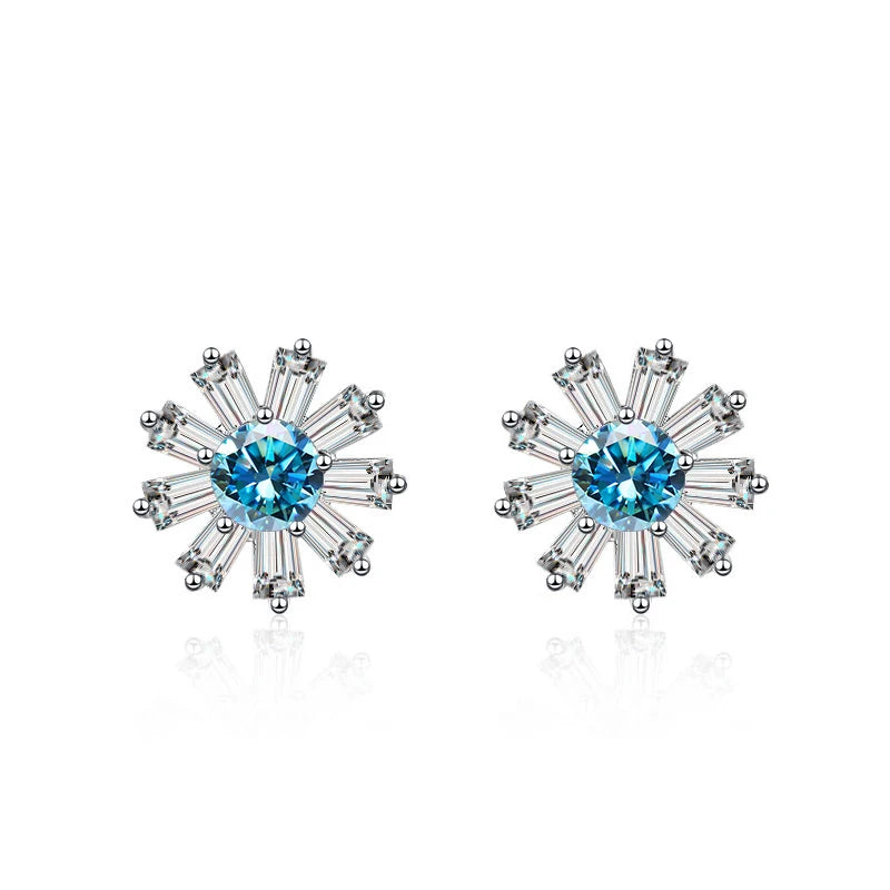 Gänseblümchen Ohrstecker | 925 Sterling Silber | Moissanit | 0,5 Karat | GRA-zertifiziert