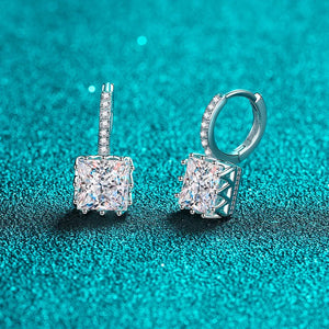 Moissanit Ohrstecker – 925 Silber, Princess Cut, mehrfarbig