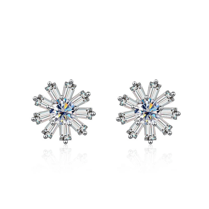 Gänseblümchen Ohrstecker | 925 Sterling Silber | Moissanit | 0,5 Karat | GRA-zertifiziert