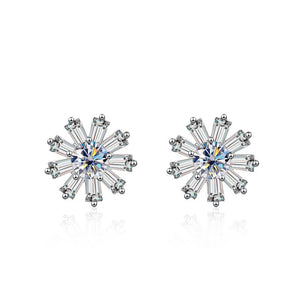 Gänseblümchen Ohrstecker | 925 Sterling Silber | Moissanit | 0,5 Karat | GRA-zertifiziert