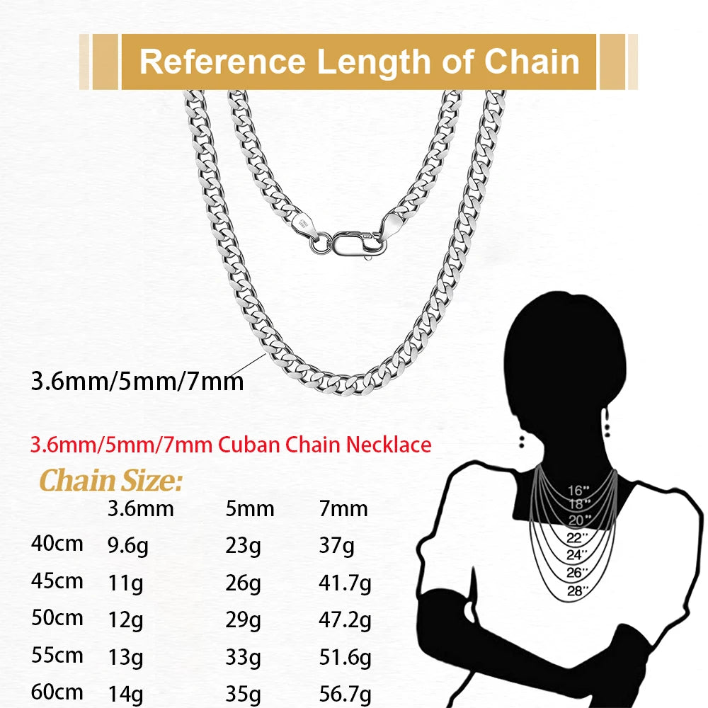 925 Sterling Silber Cuban Chain Halskette