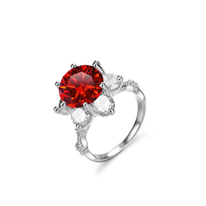 Leveyn Sonnenblumen-Ring – 925 Silber, Moissanit 5 CT, florales Design