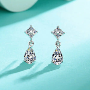Tropfen Ohrringe | 925 Sterling Silber | Moissanit Birnenschliff | 1 Karat