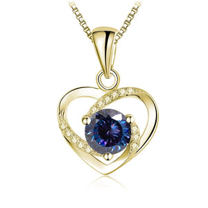 Herz Anhänger mit Moissanit | 925 Sterling Silber | Vergoldet | 1 Karat