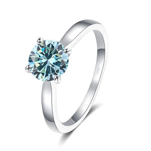 Solitär Ring – 925 Silber mit 2 CT Moissanit, runder Brillantschliff