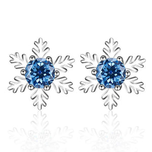 Schneeflocke Ohrstecker | 925 Sterling Silber | Moissanit | 0,5 Karat pro Stein