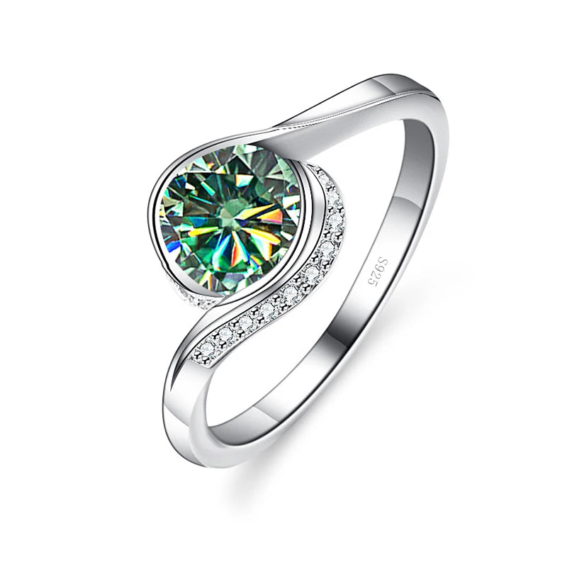 Twist-Ring – 925 Silber, Moissanit 1 CT, gedrehtes Banddesign