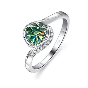 Twist-Ring – 925 Silber, Moissanit 1 CT, gedrehtes Banddesign