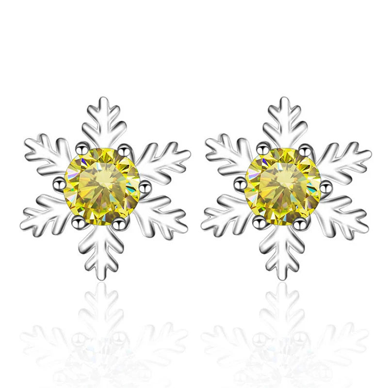 Schneeflocke Ohrstecker | 925 Sterling Silber | Moissanit | 0,5 Karat pro Stein