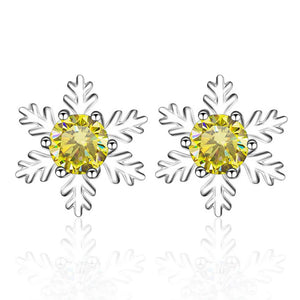 Schneeflocke Ohrstecker | 925 Sterling Silber | Moissanit | 0,5 Karat pro Stein