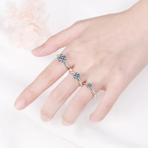 Solitär Ring – 925 Silber mit 2 CT Moissanit, runder Brillantschliff