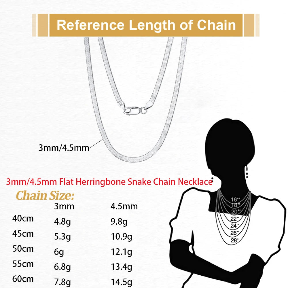 925 Sterling Silver Flat Snake Chain Necklace
