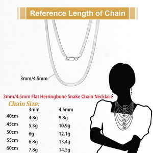 925 Sterling Silver Flat Snake Chain Necklace