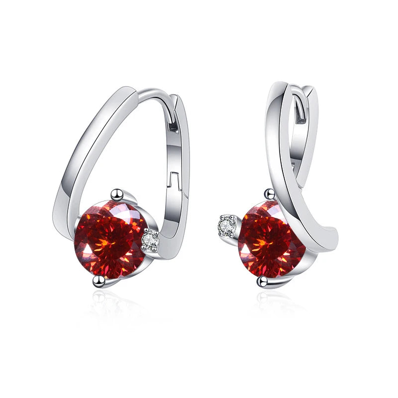 Geometrische Ohrstecker | 925 Sterling Silber | Moissanit 100 Facetten | 1 Karat