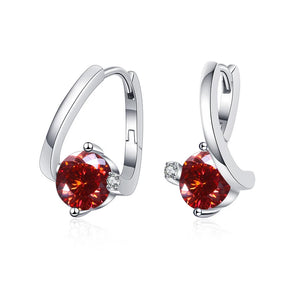 Geometrische Ohrstecker | 925 Sterling Silber | Moissanit 100 Facetten | 1 Karat