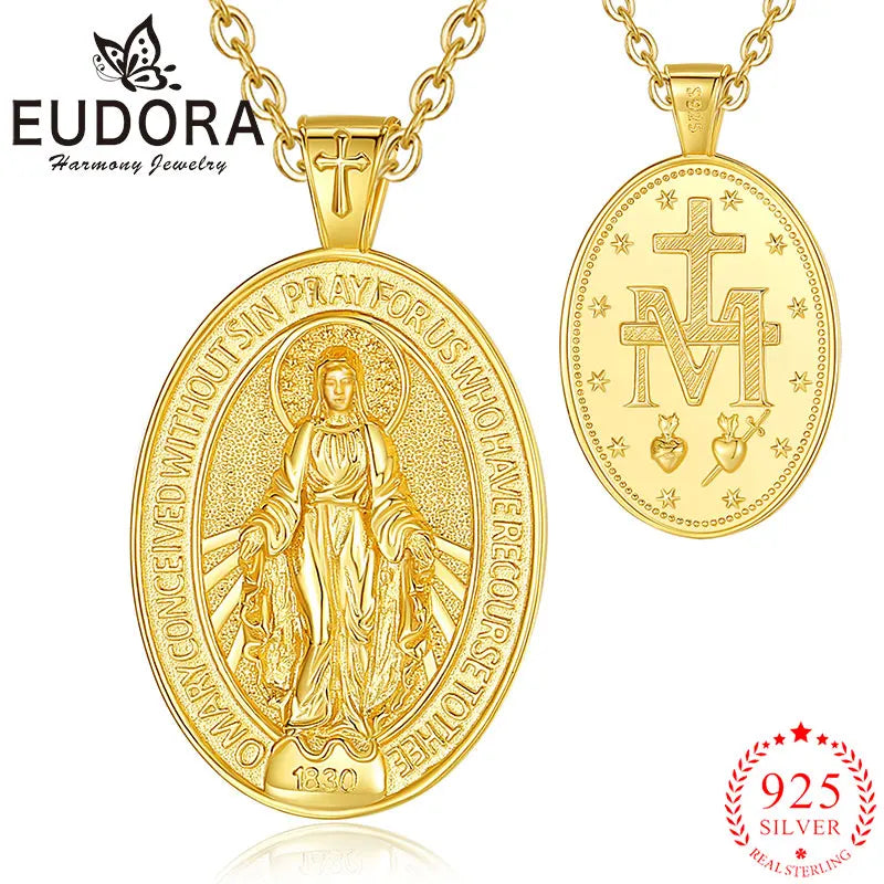 Jungfrau Maria Anhänger | 925 Silber 18K vergoldet | Eudora