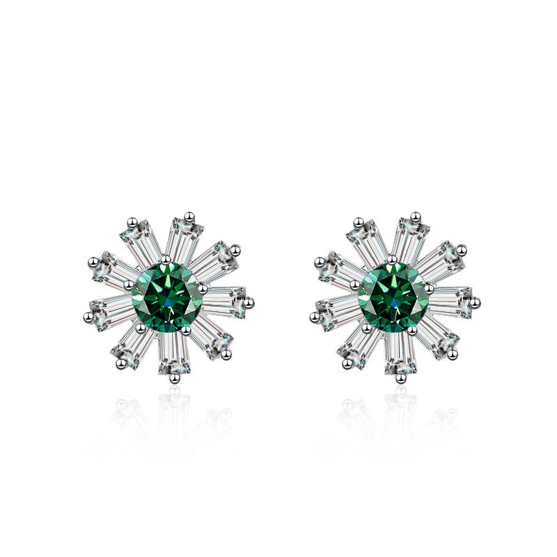 Gänseblümchen Ohrstecker | 925 Sterling Silber | Moissanit | 0,5 Karat | GRA-zertifiziert