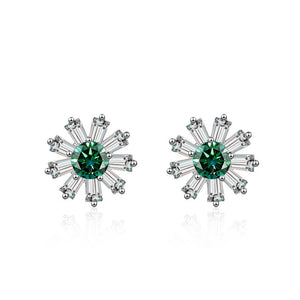 Gänseblümchen Ohrstecker | 925 Sterling Silber | Moissanit | 0,5 Karat | GRA-zertifiziert