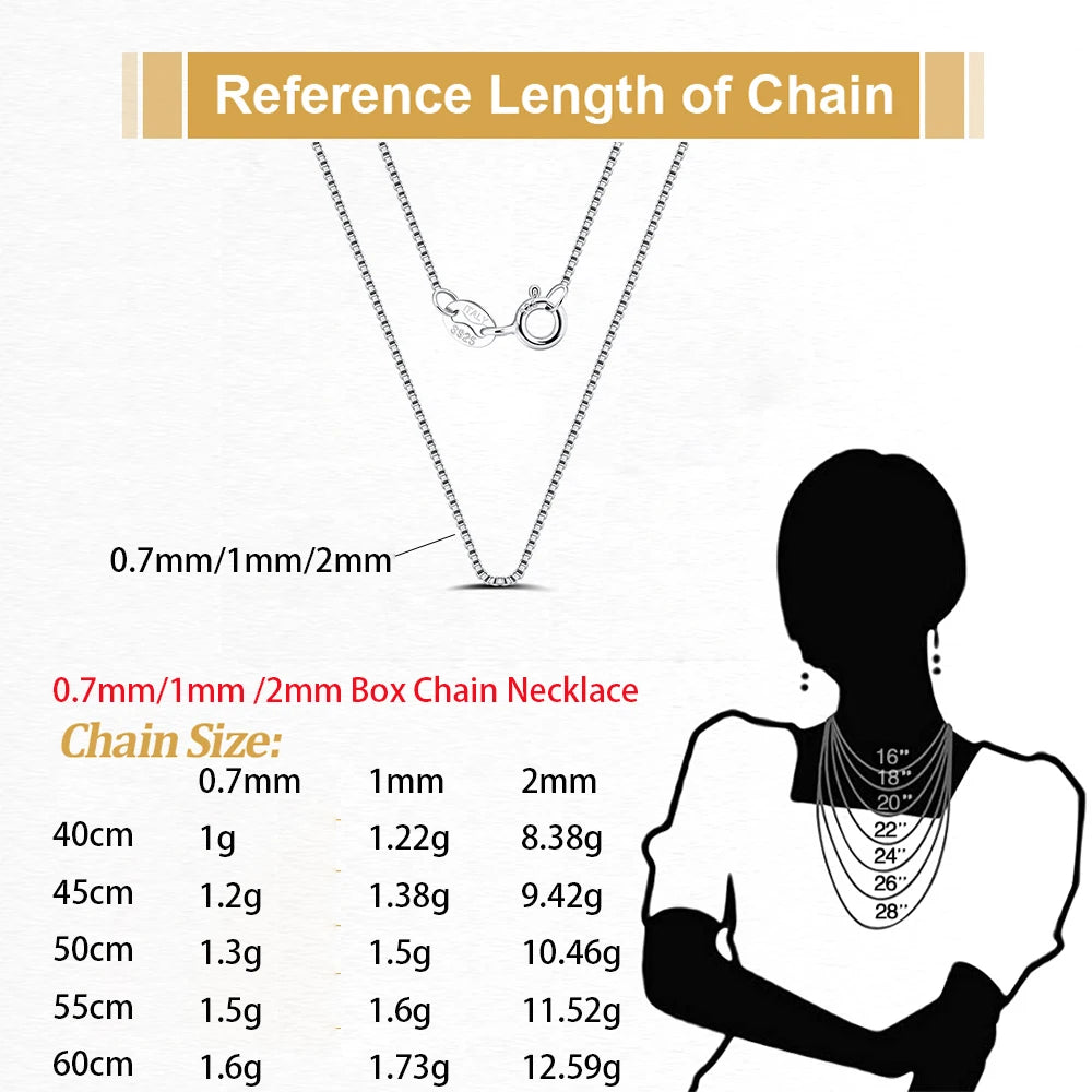 925 Sterling Silber Box Chain Halskette
