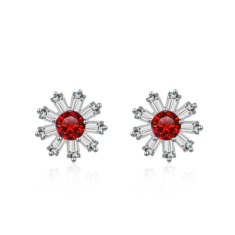 Gänseblümchen Ohrstecker | 925 Sterling Silber | Moissanit | 0,5 Karat | GRA-zertifiziert