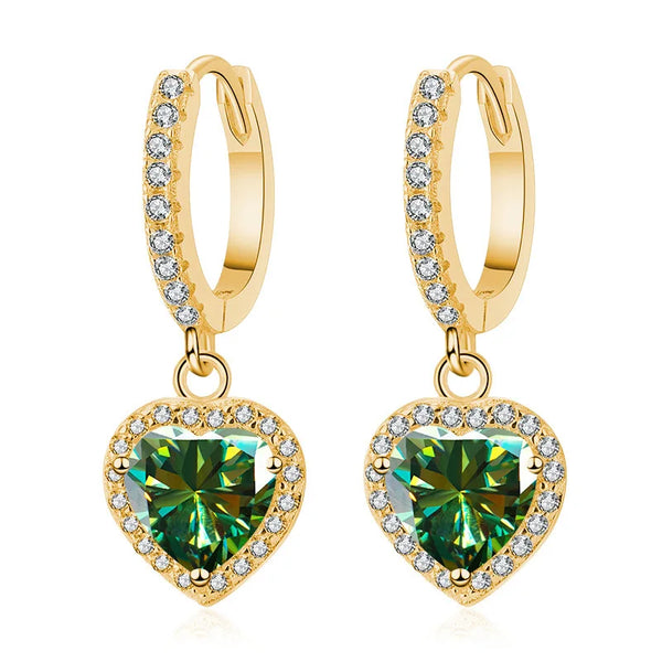 Herz Ohrringe | 925 Sterling Silber | Moissanit Herzschliff | 1 Karat | GRA