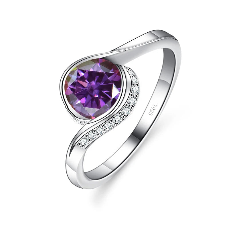 Twist-Ring – 925 Silber, Moissanit 1 CT, gedrehtes Banddesign