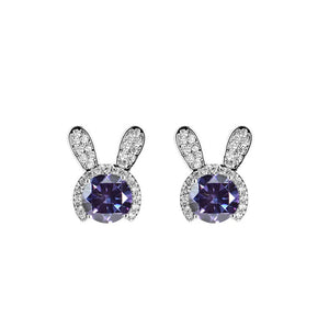 Häschen Ohrstecker | 925 Sterling Silber | Moissanit Rundschliff | 1 Karat | GRA