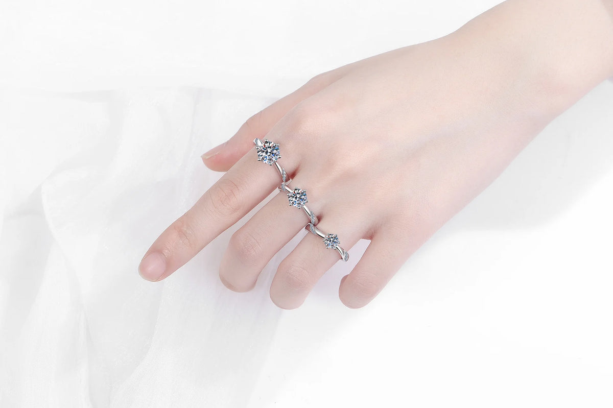 Jahrestag-Ring – 925 Silber, Moissanit 1 CT, größenverstellbar