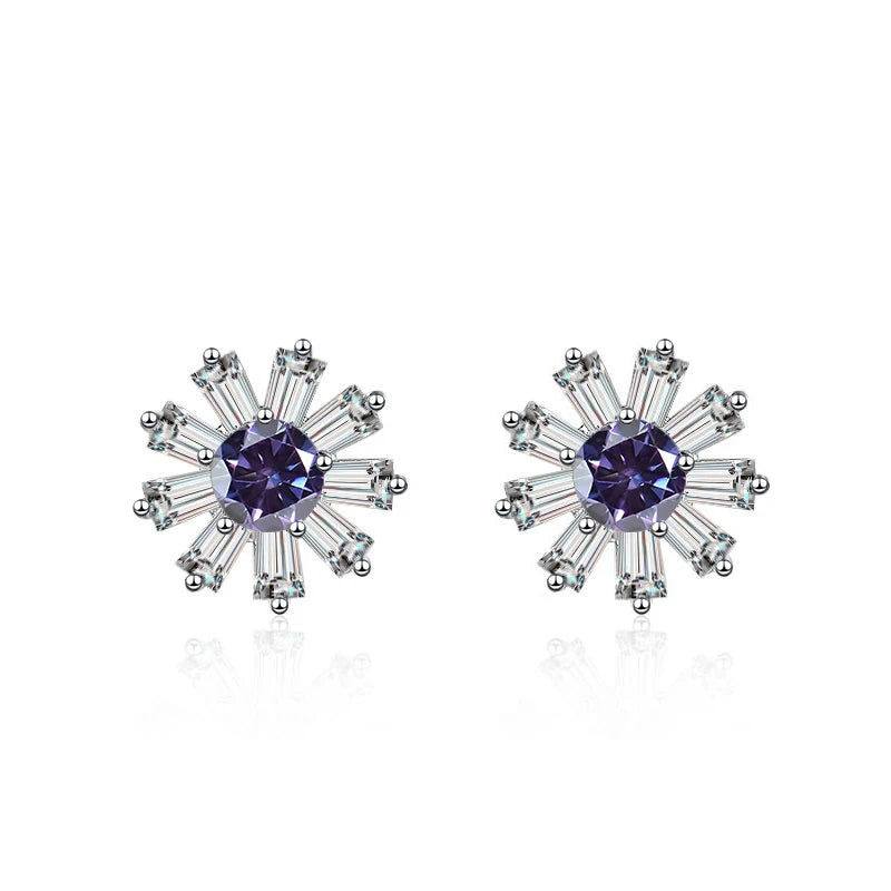 Gänseblümchen Ohrstecker | 925 Sterling Silber | Moissanit | 0,5 Karat | GRA-zertifiziert