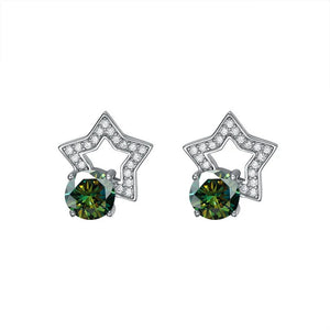 Stern Ohrstecker | 925 Sterling Silber | Moissanit Rundschliff | 1 Karat