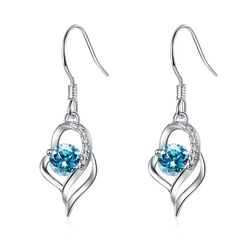 Tropfen Hängeohrringe | 925 Sterling Silber | Moissanit | 0,5 Karat | Multicolor | GRA