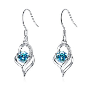 Tropfen Hängeohrringe | 925 Sterling Silber | Moissanit | 0,5 Karat | Multicolor | GRA