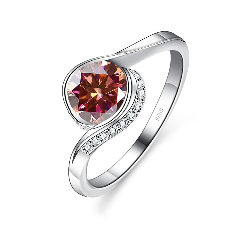 Twist-Ring – 925 Silber, Moissanit 1 CT, gedrehtes Banddesign