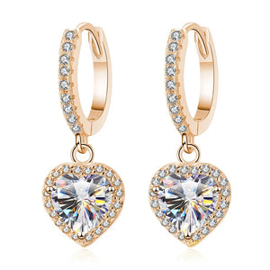 Herz Ohrringe | 925 Sterling Silber | Moissanit Herzschliff | 1 Karat | GRA