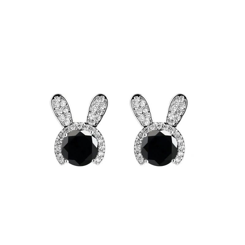 Häschen Ohrstecker | 925 Sterling Silber | Moissanit Rundschliff | 1 Karat | GRA