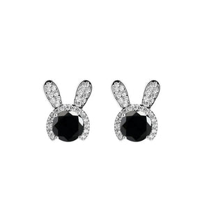Häschen Ohrstecker | 925 Sterling Silber | Moissanit Rundschliff | 1 Karat | GRA