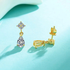Tropfen Ohrringe | 925 Sterling Silber | Moissanit Birnenschliff | 1 Karat
