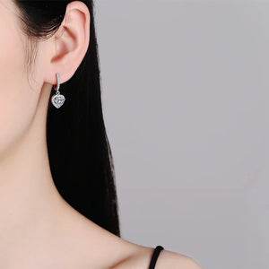 Herz Ohrringe | 925 Sterling Silber | Moissanit Herzschliff | 1 Karat | GRA