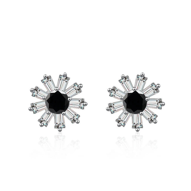 Gänseblümchen Ohrstecker | 925 Sterling Silber | Moissanit | 0,5 Karat | GRA-zertifiziert