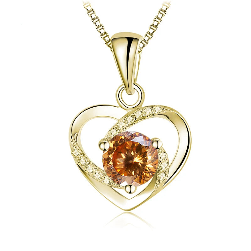 Herz Anhänger mit Moissanit | 925 Sterling Silber | Vergoldet | 1 Karat