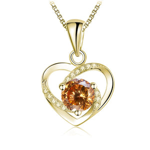 Herz Anhänger mit Moissanit | 925 Sterling Silber | Vergoldet | 1 Karat